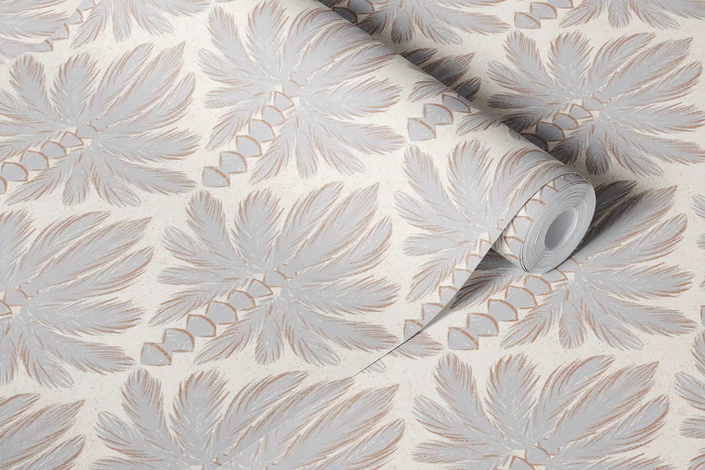 Neutral Boho Palms Beige Gray wallpaper roll