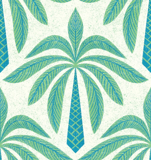 Modern Abstract Geometric Palms Green Blue