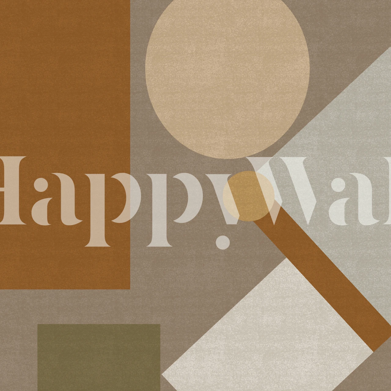 Earth Tone Bauhaus Geometry behang in een kamer