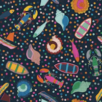 Navy Blue Playful Nautical Sea Life wallpaper
