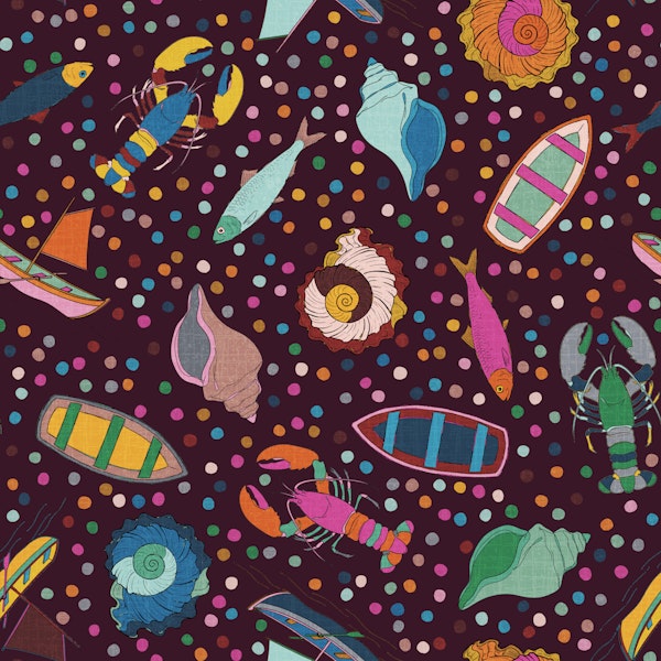 Fuchsia Playful Nautical Sea Life