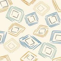 Hand Drawn Geometric Squares Blue Gold Small tapety