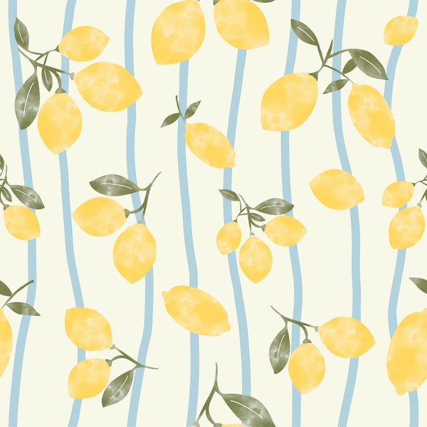 Hand Painted Mediterranean Lemon Branches