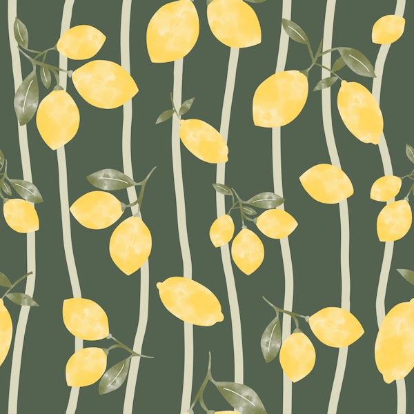 Mediterranean Lemon Branches Green