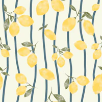 Hand Painted Lemon Branches cream behang