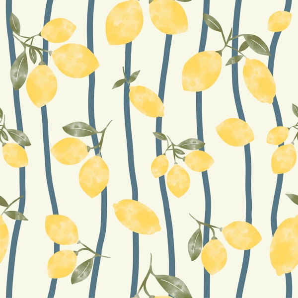 Hand Painted Lemon Branches cream