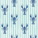 Handpainted Lobster on Blue Stripes
