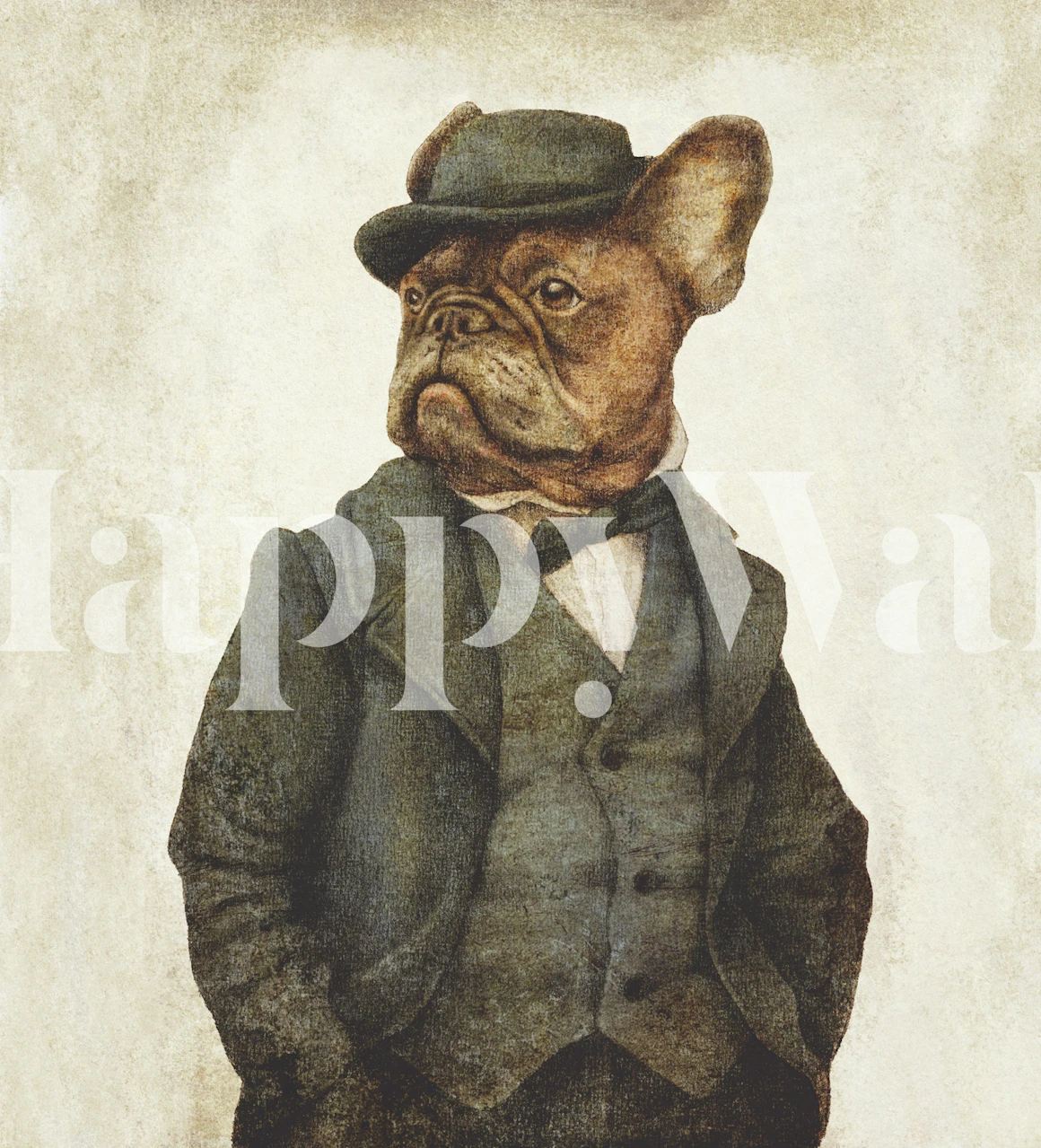 French Bulldog in elegant attire wallpaper