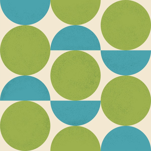 Retro Mod Circles Green Blue Balancing Shapes