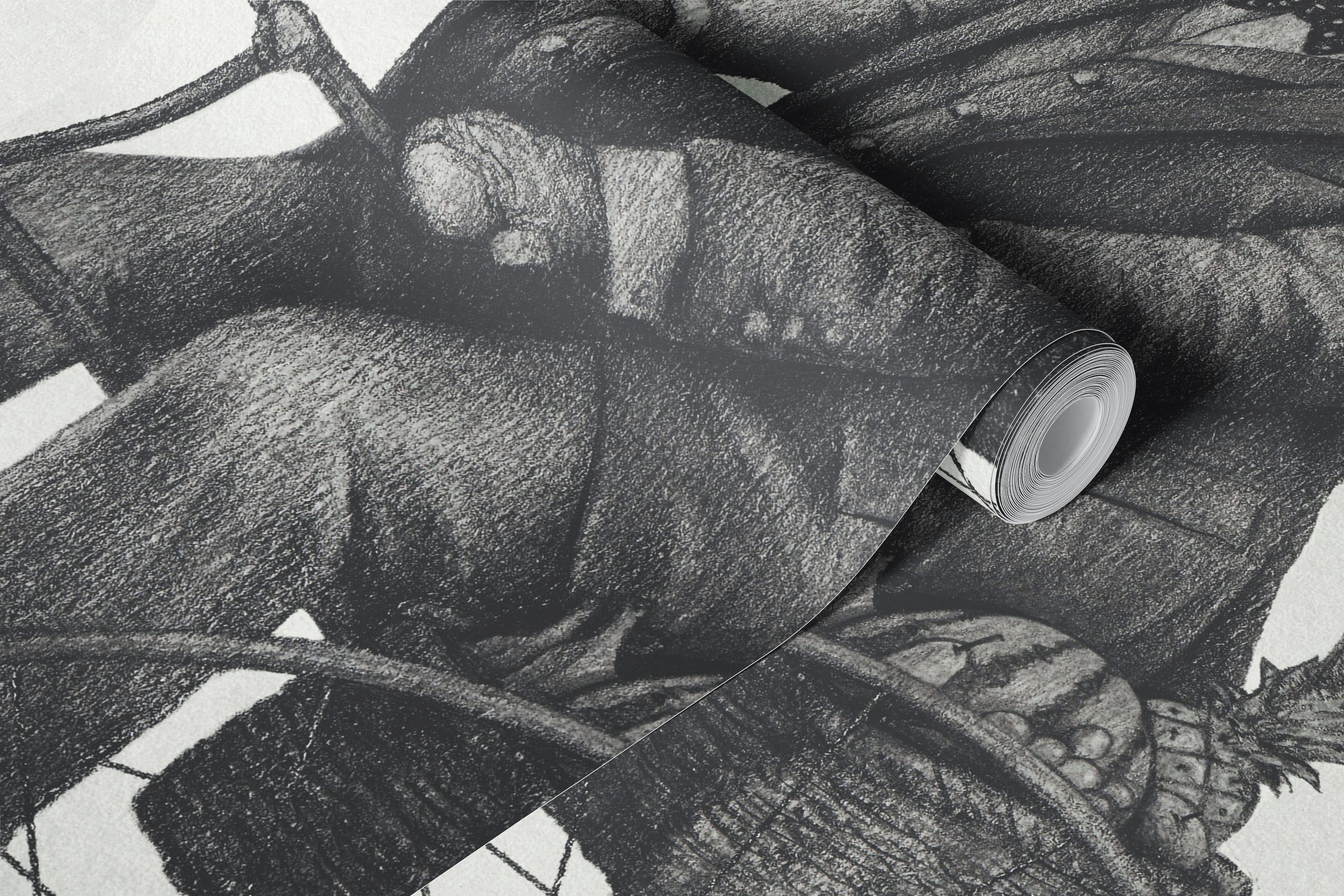 Return from the Morning Market BW wallpaper in a room