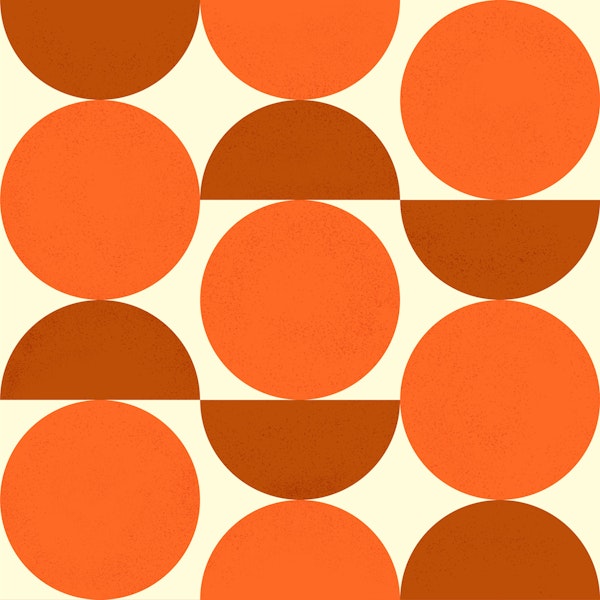 Mid Century Orange Geometric Circle Shapes