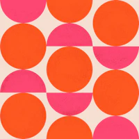 Retro Bold Bright Pink Orange Circles wallpaper