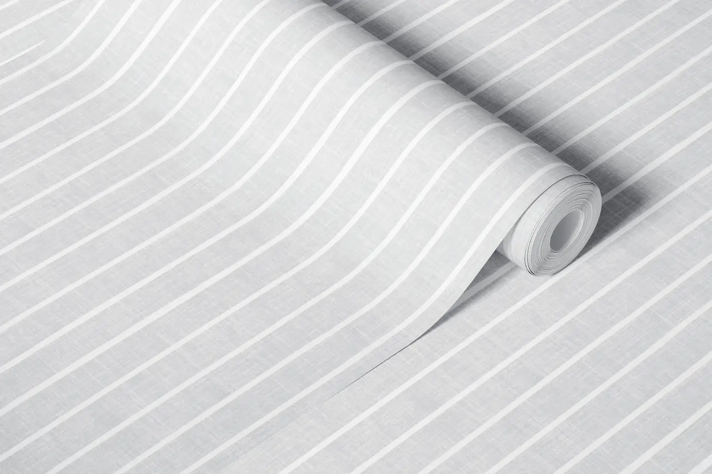 Grey and White Linen Textured Stripes wallpaper roll