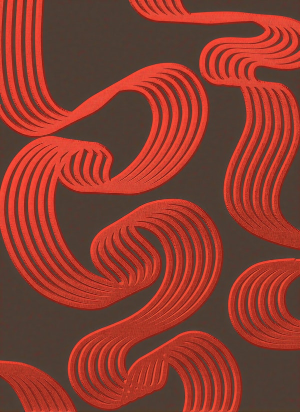 Mid Century Red Curve Flow