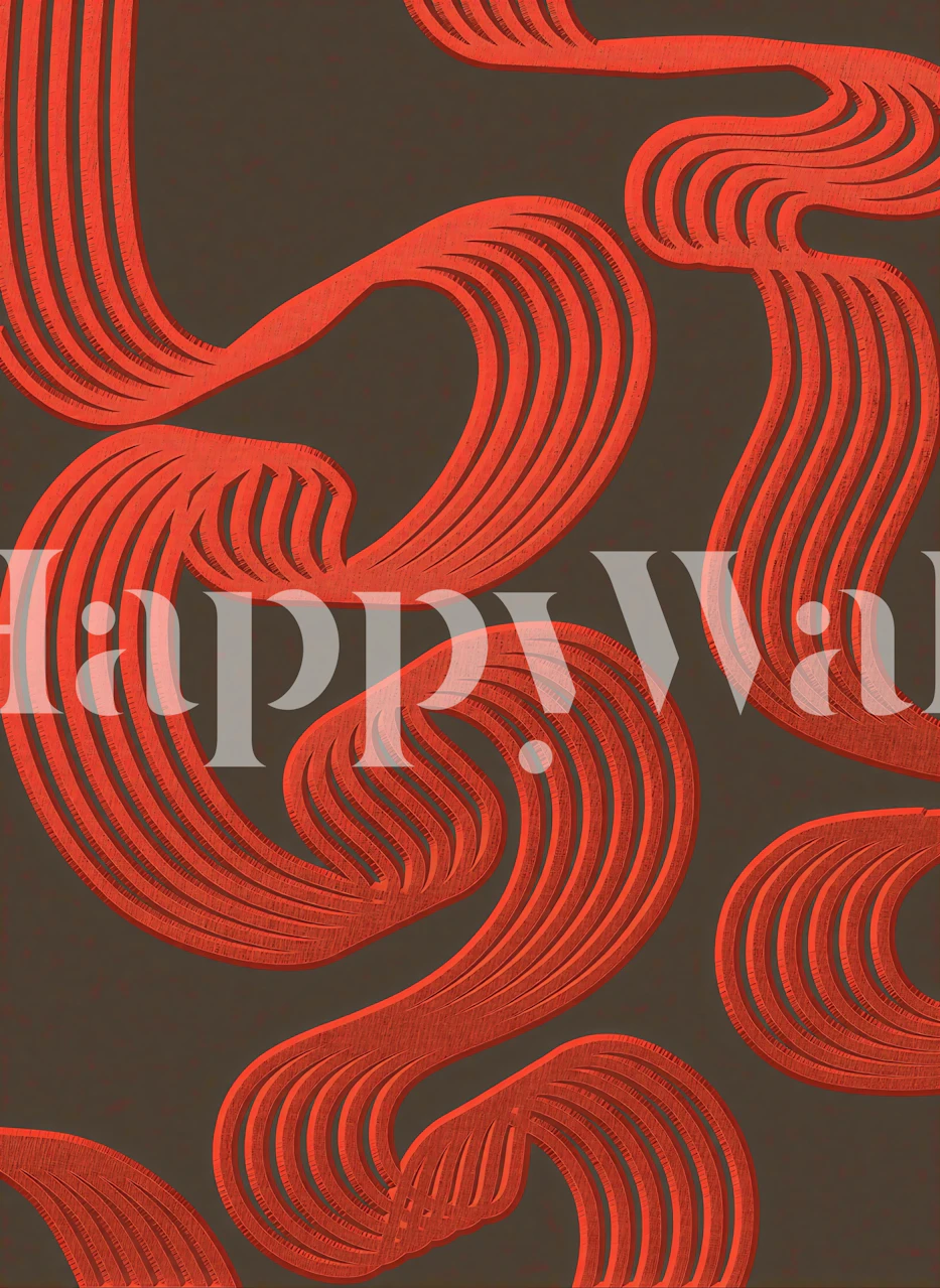 Mid Century Red Curve Flow tapeta