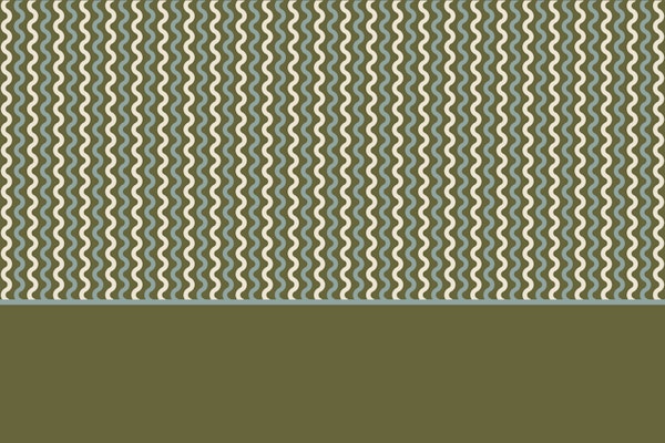 Wavy scallop stripes panel – green & blue