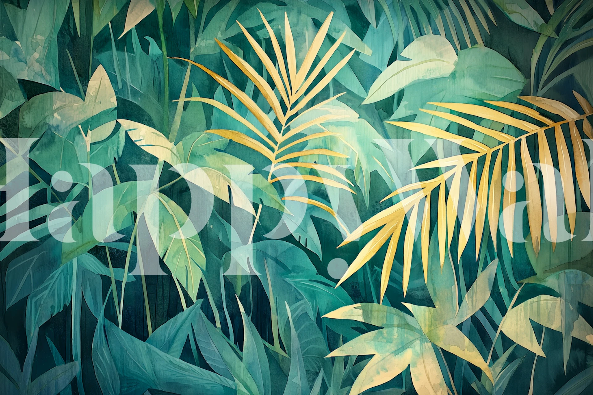 Emerald Jungle Foliage Glow tapet i et rom