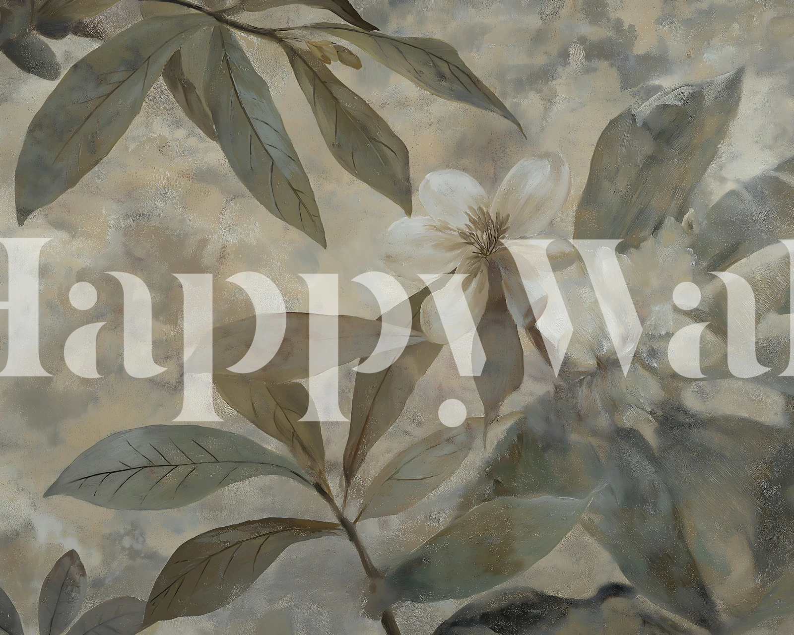 Muted Magnolia Bloom wallpaper in a room