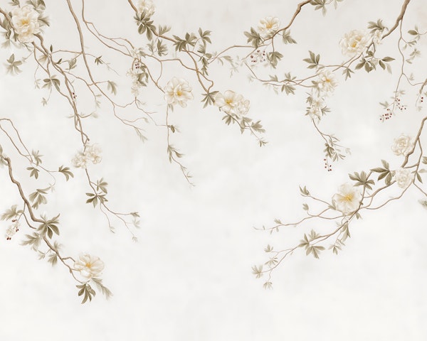 Soft White Peony Branches