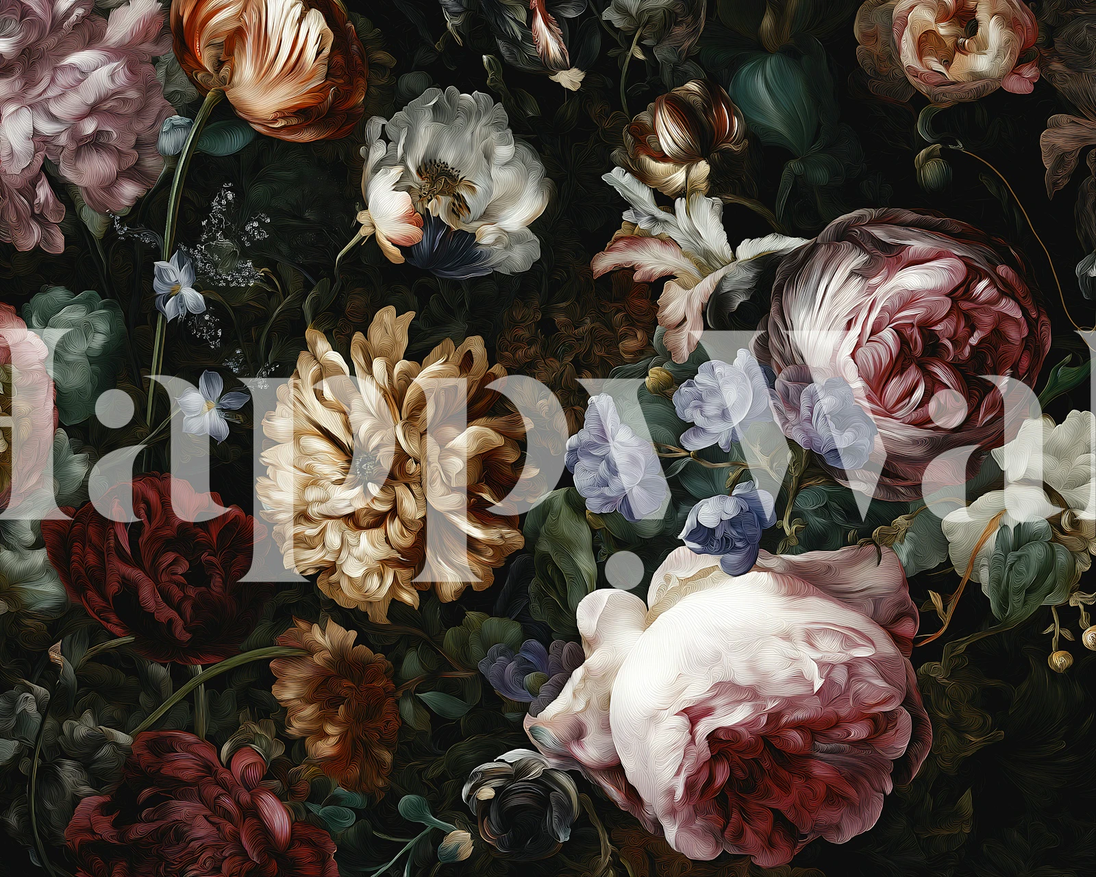 Dutch Masters Dark Floral wallpaper in a room