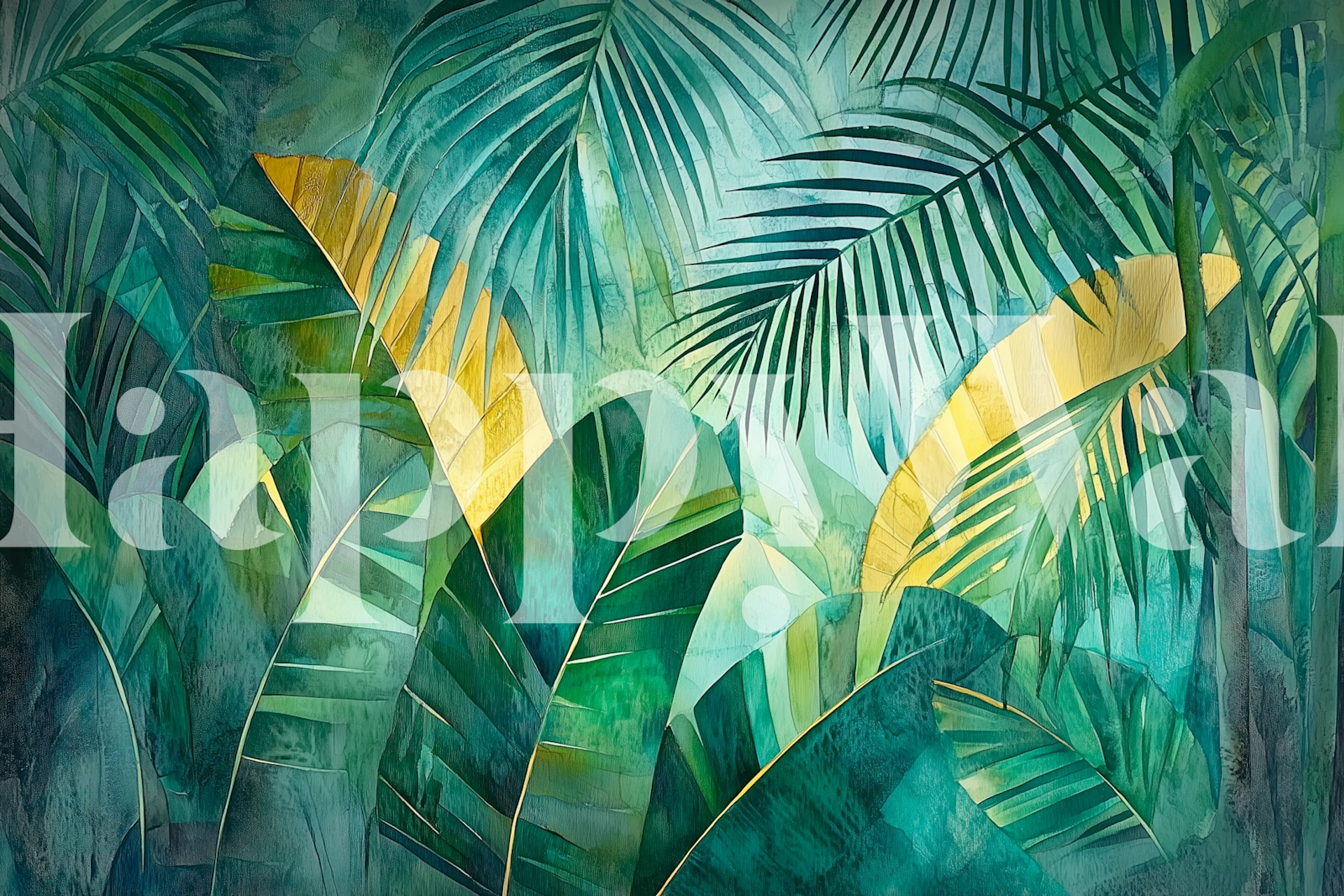 Emerald Jungle Foliage tapet i et rum