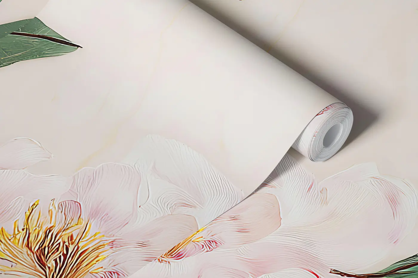 Blush Peony Branches wallpaper roll
