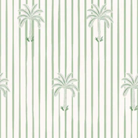 Palms on hand drawn stripes - Green wallpaper