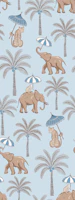 Animals with parasols - blue and brown wallpaper