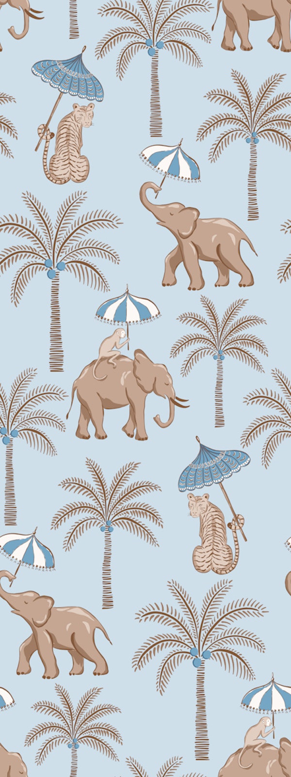 Animals with parasols - blue and brown
