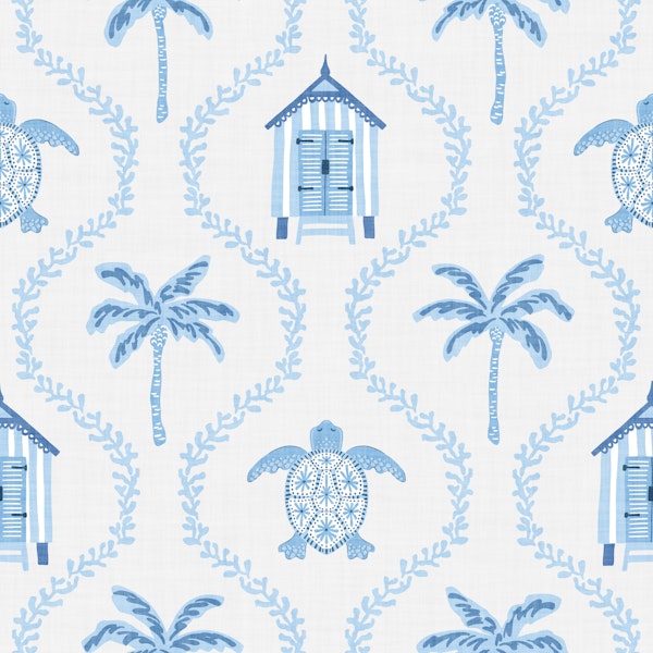 Turtle and beach hut trellis - blue