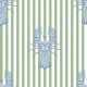 Blue lobsters on green stripes