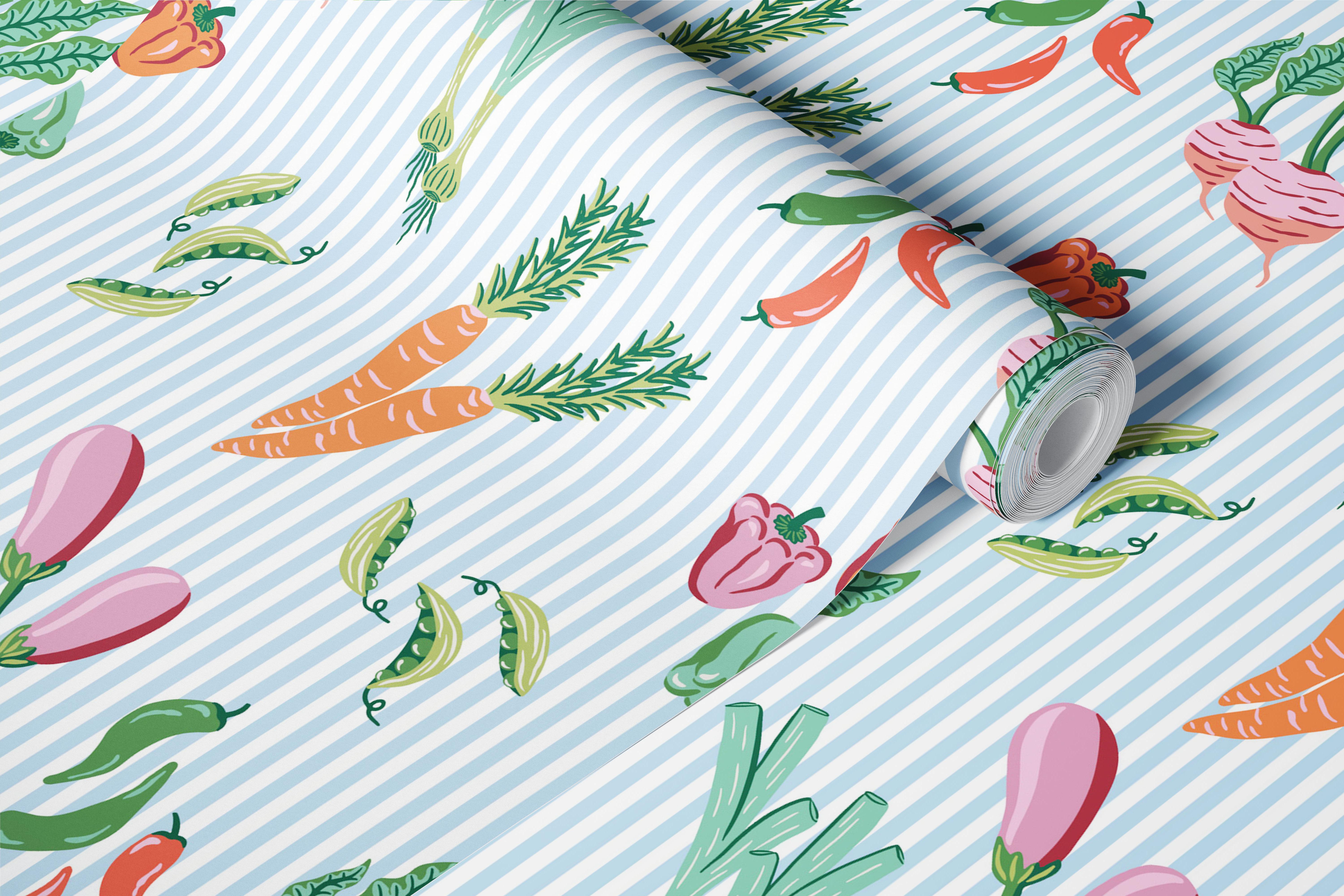 Farmers Market Stripe wallpaper in a room