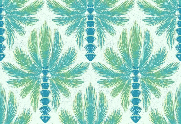 Turquoise Palm Leaves Boho Blue Palms
