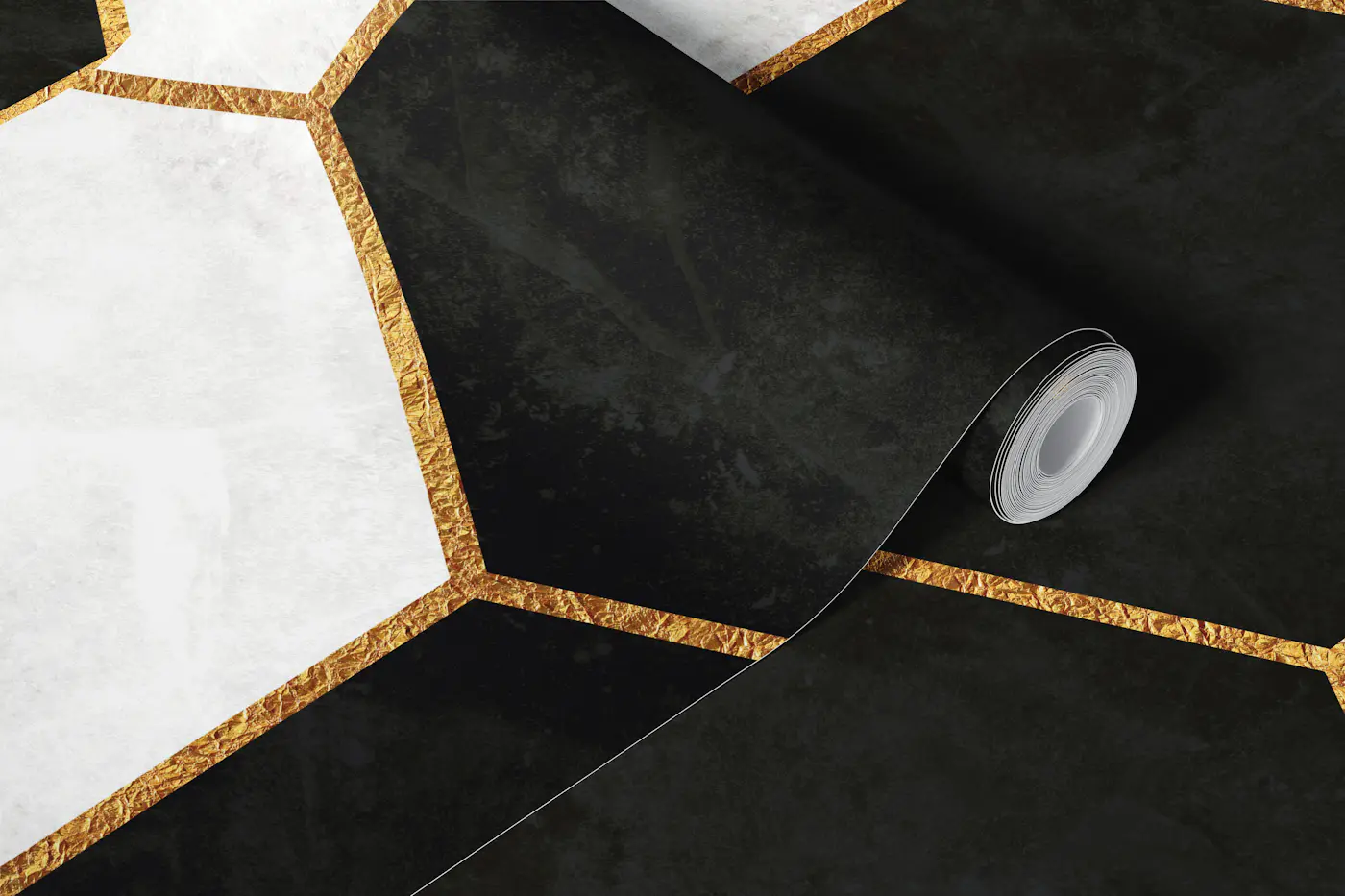 Black and White Luxury Hexagons wallpaper roll