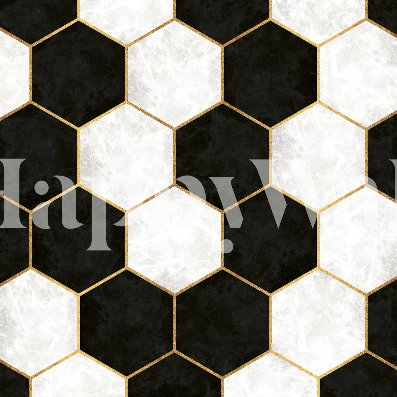 Black and white hexagon wallpaper pattern