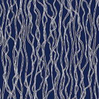 Organic Minimalist Wavy Lines in indigo blue wallpaper