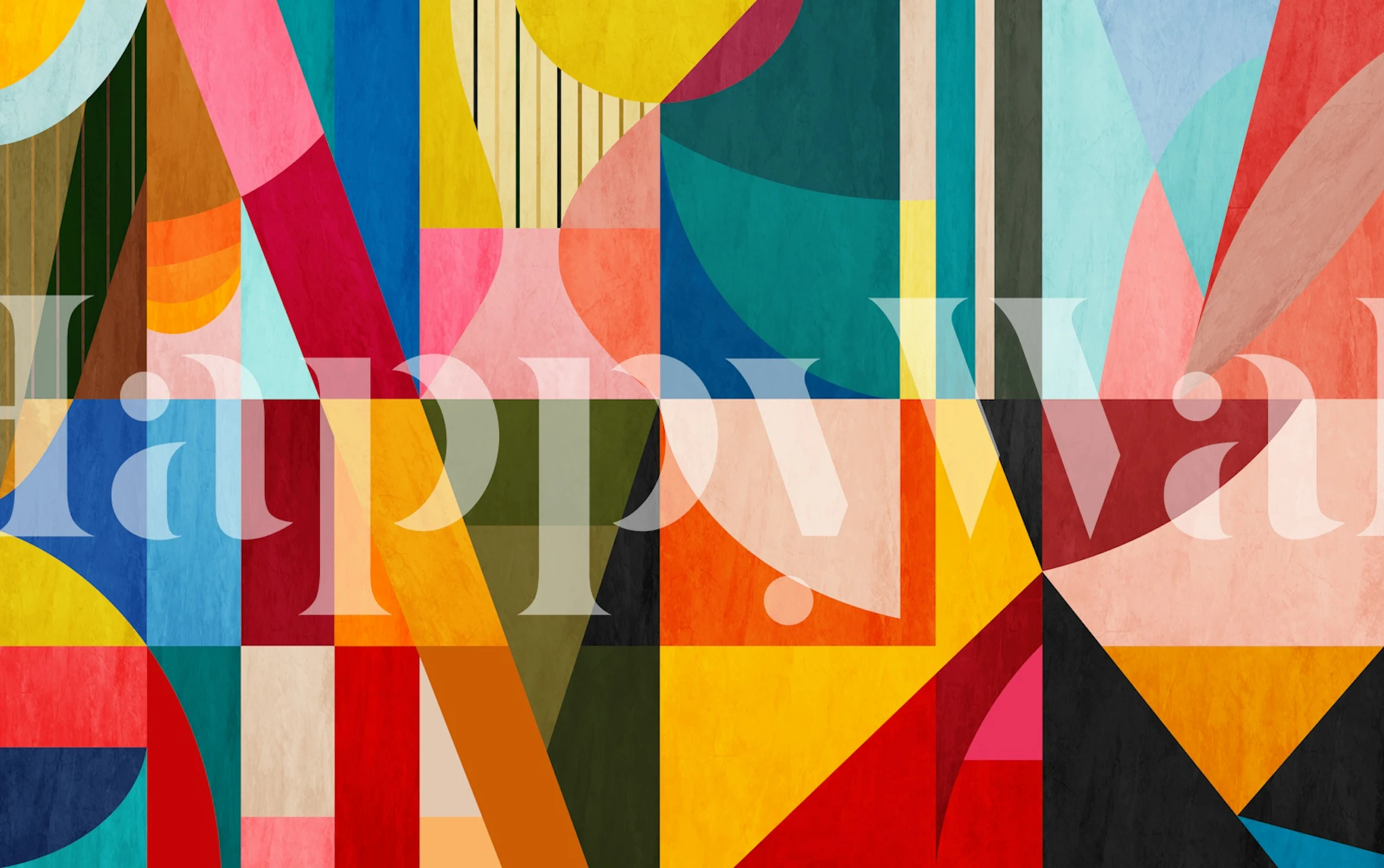 Contemporary geometric mosaic wallpaper in a room