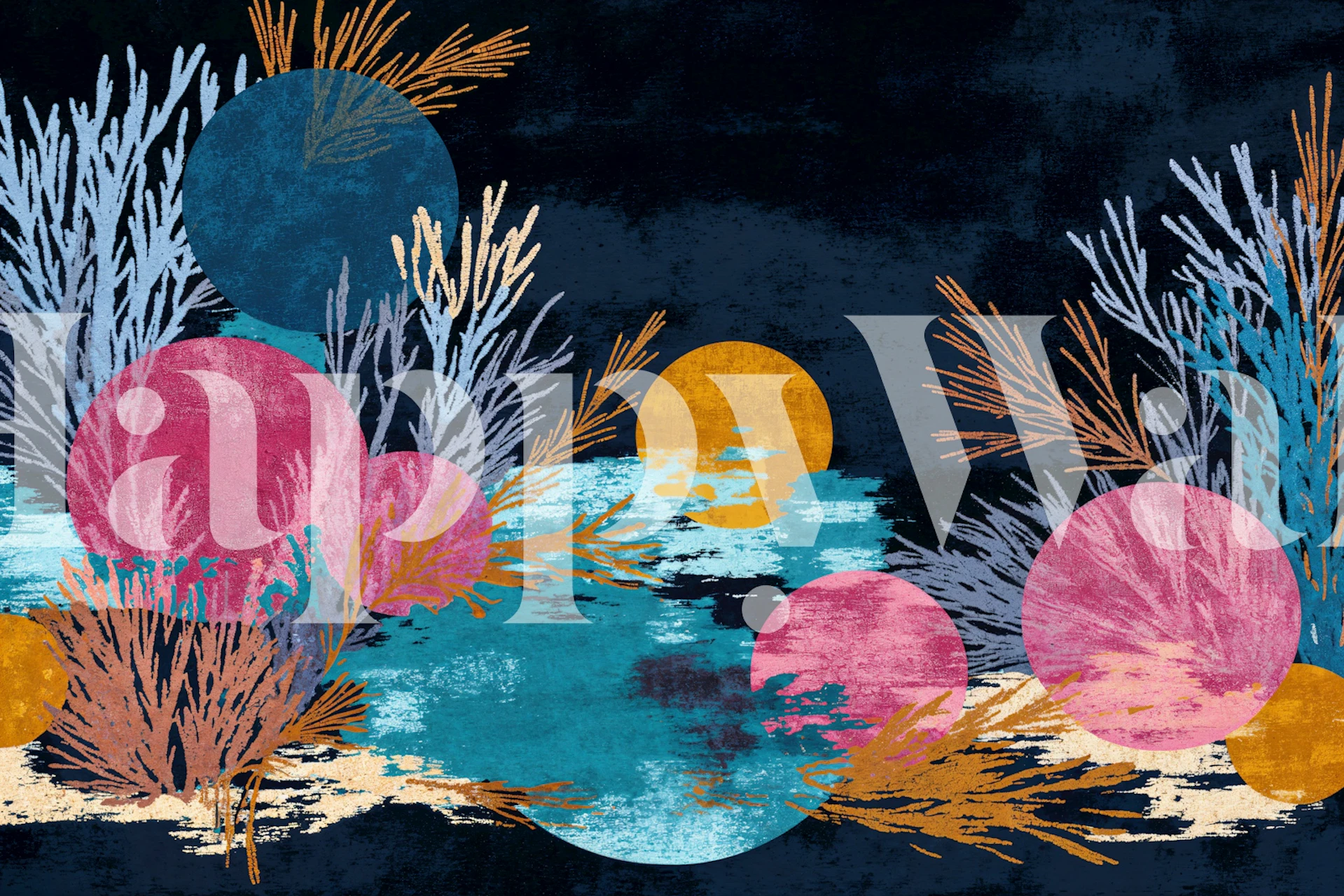 Abstract Undersea Garden wallpaper in a room