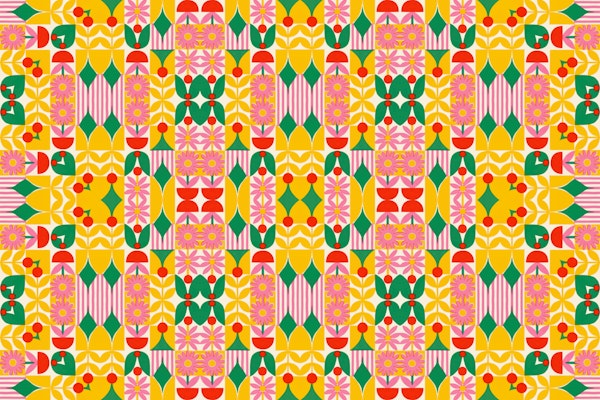 Retro Floral Tile Mosaic