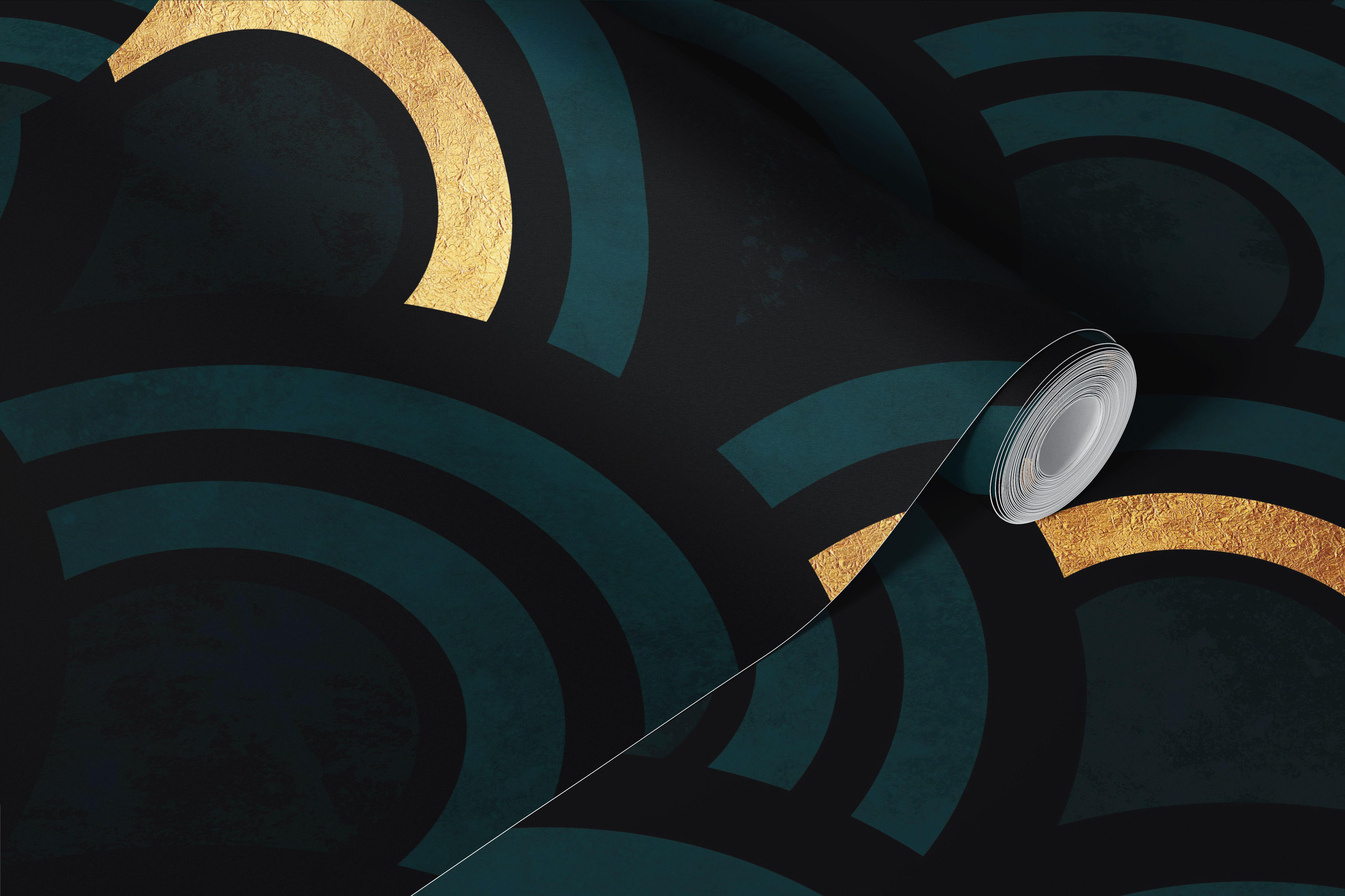 Tapeta Dark Teal Arch Art Deco v místnosti