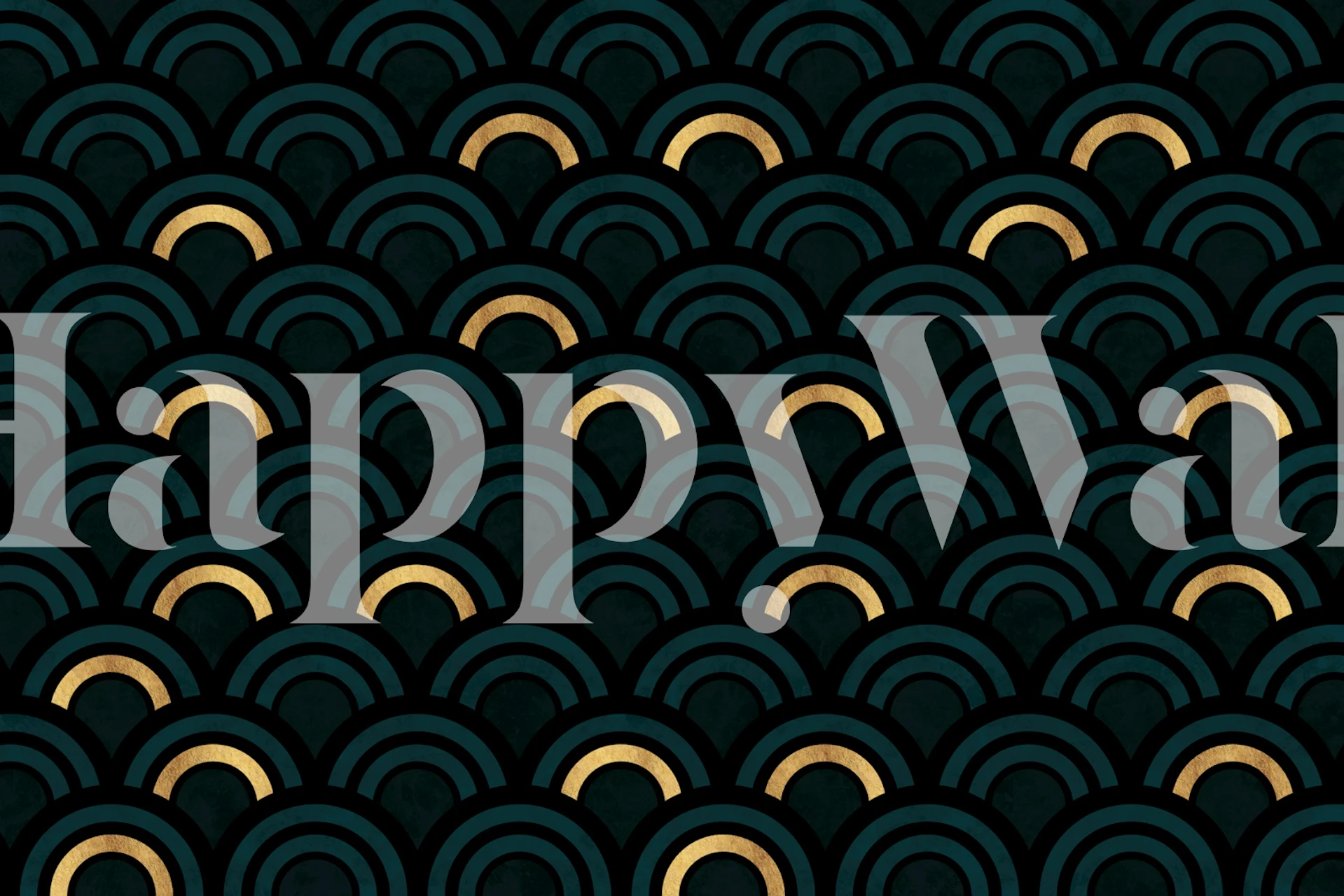 Dark Teal Arch Art Deco wallpaper in a room