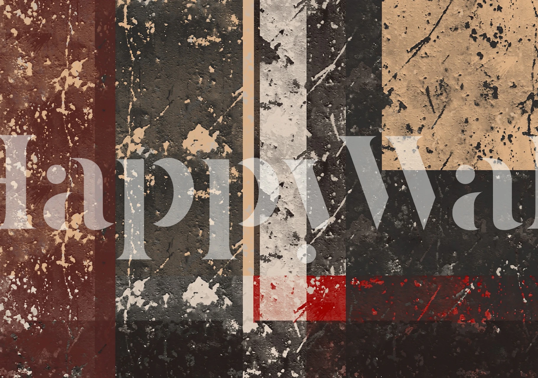 Rust and charcoal concrete wallpaper in a room