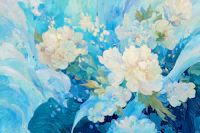 Pastel Peony Blooms Blue wallpaper