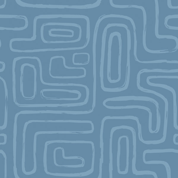 Hand Drawn Blue Boho Chic Pattern L