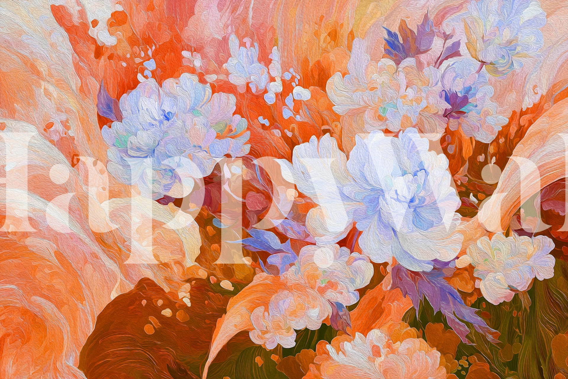 Pastel Peony Blooms Red wallpaper in a room