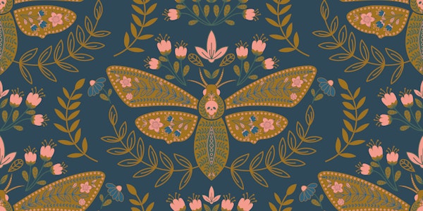 Deaths Head Moth - Dark Teal Blue