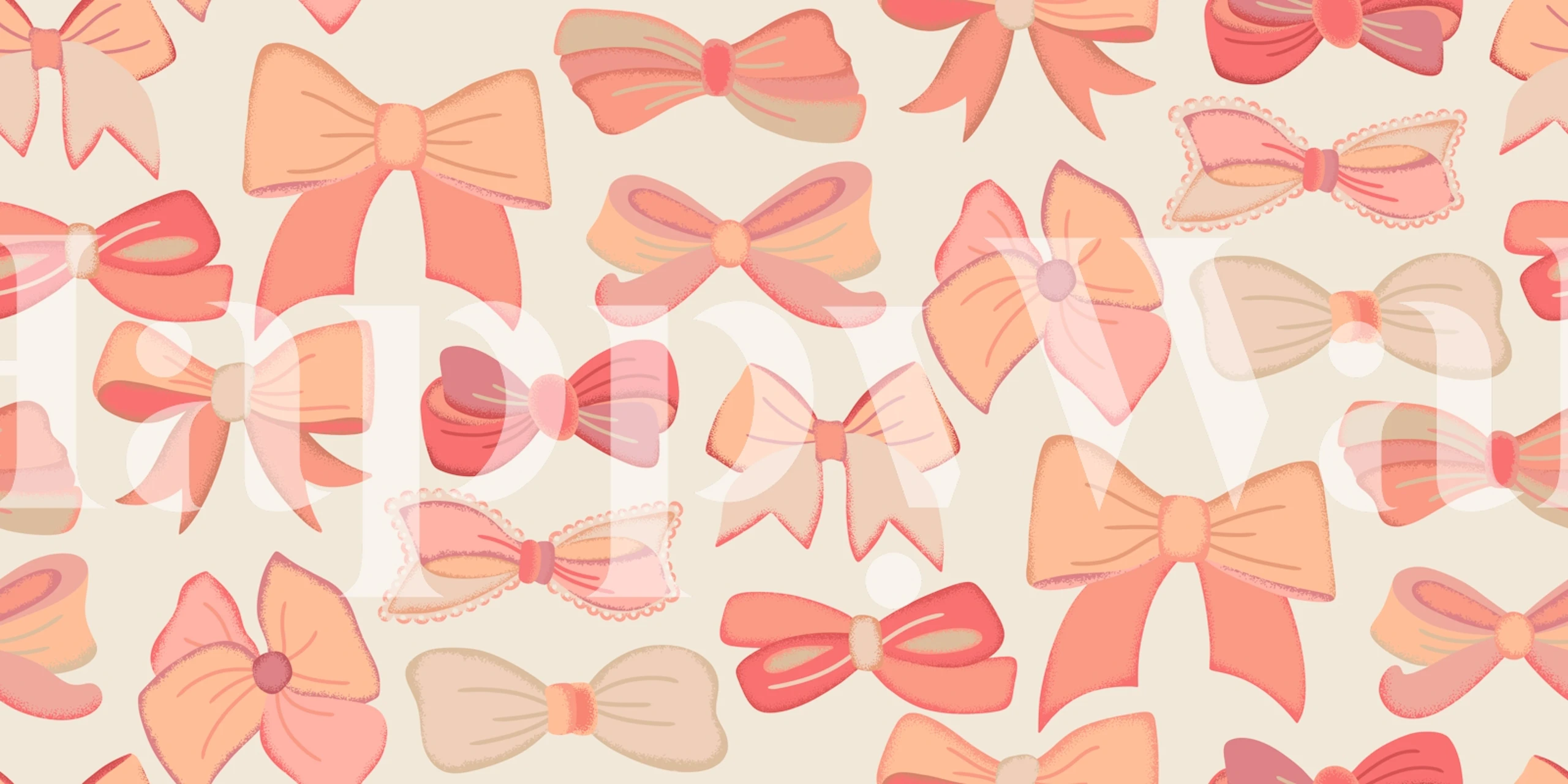 Light peach wallpaper with bow patterns