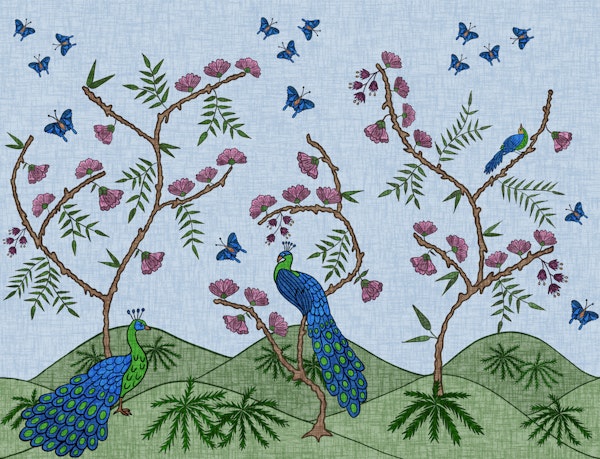 Folk Peacock Chinoiserie