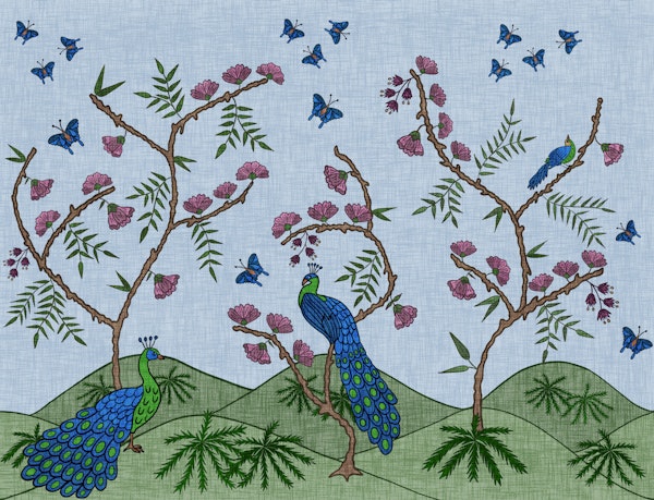 Folk Peacock Chinoiserie