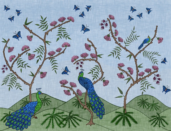 Folk Peacock Chinoiserie